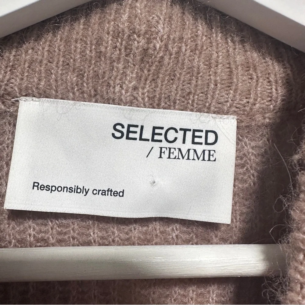 Selected Femme Women's Light Brown Wool Alpaka Blend Turtleneck Sweater size L - Picture 2 of 11